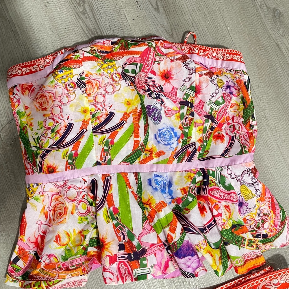 Colorful Strapless Floral Top